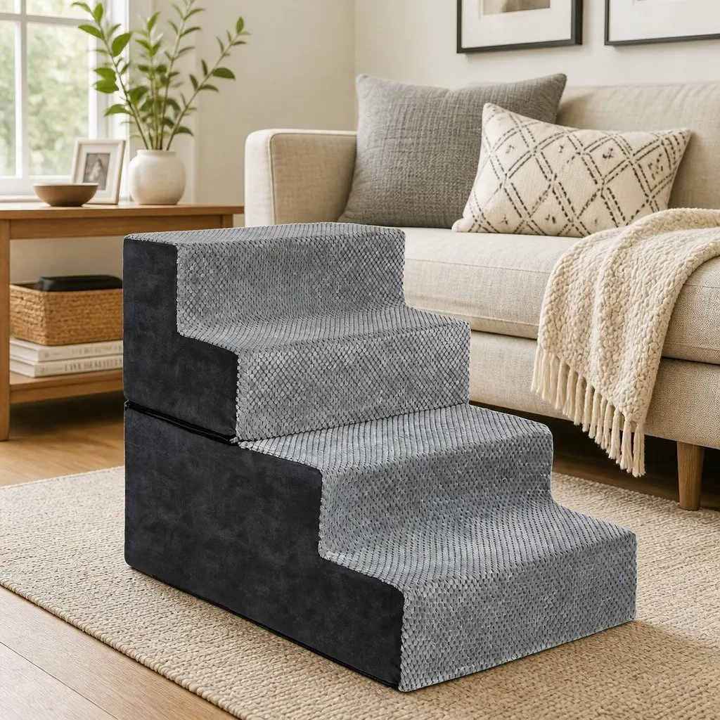 Pet Stairs High Density Foam 60cm Grey Non-Slip Portable Washable Cover