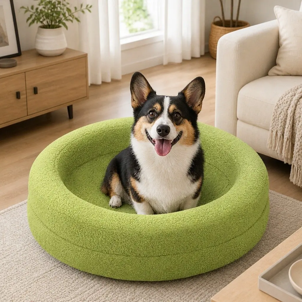 Orthopedic Memory Foam Dog Bed with Bolster