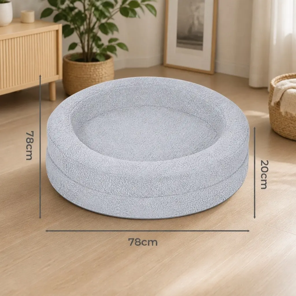 Orthopedic Memory Foam Dog Bed Sherpa Light Grey 78cm x 78cm x 20cm