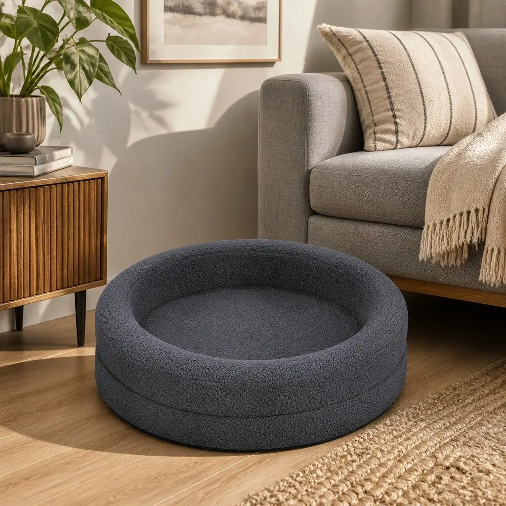 Orthopedic Memory Foam Dog Bed Sherpa Fleece Dark Grey XL Size