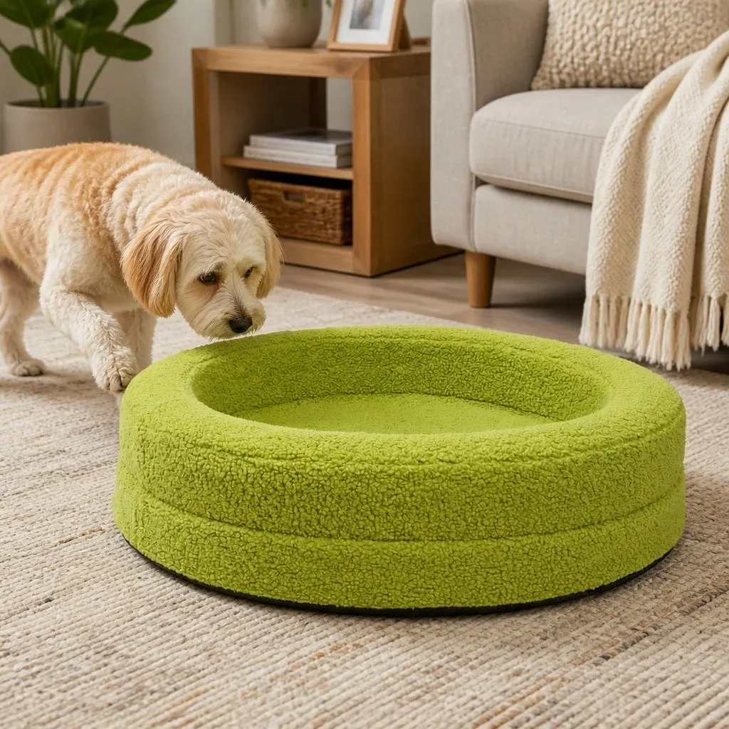 Orthopedic Memory Foam Dog Bed Sherpa Fleece XL Green