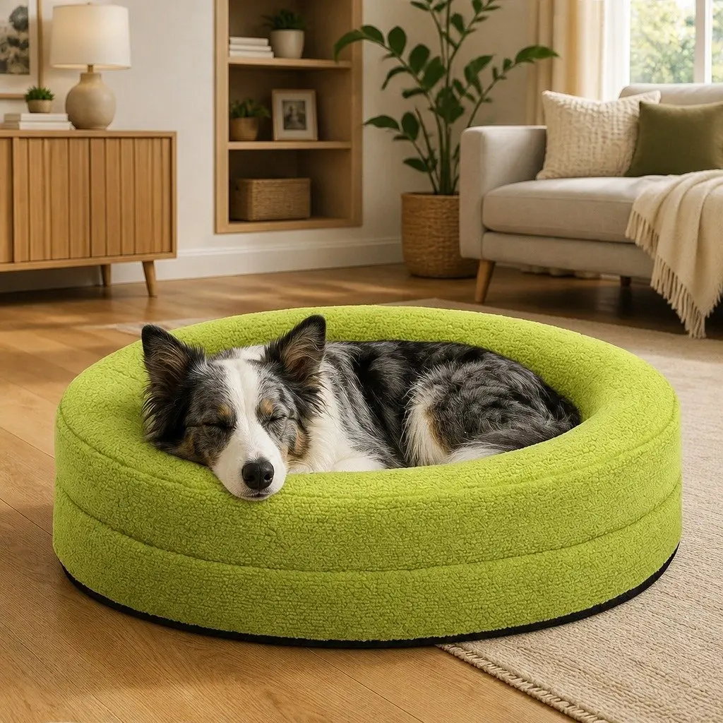 Orthopedic Memory Foam Dog Bed Sherpa Fleece XL Green