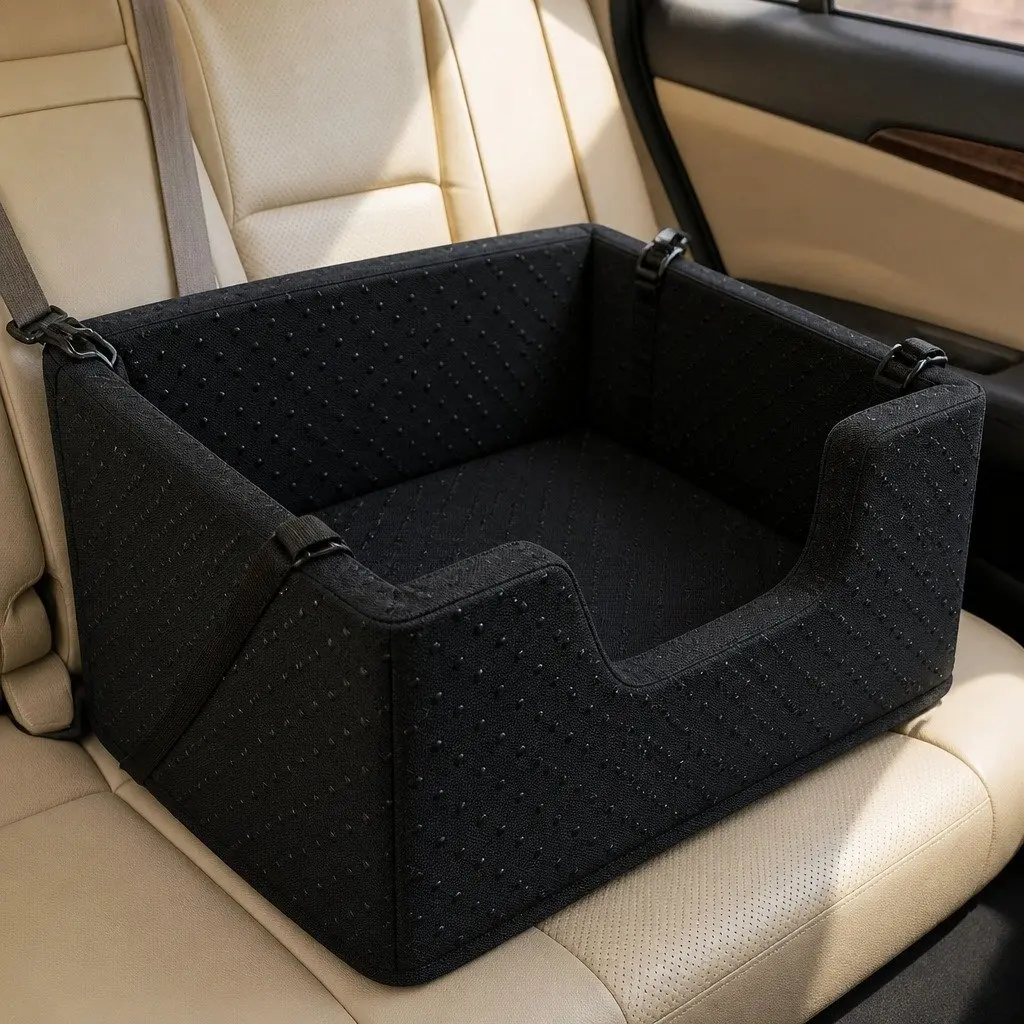 Pet Car Seat Booster Bed Velvet Black for Small Medium Dogs