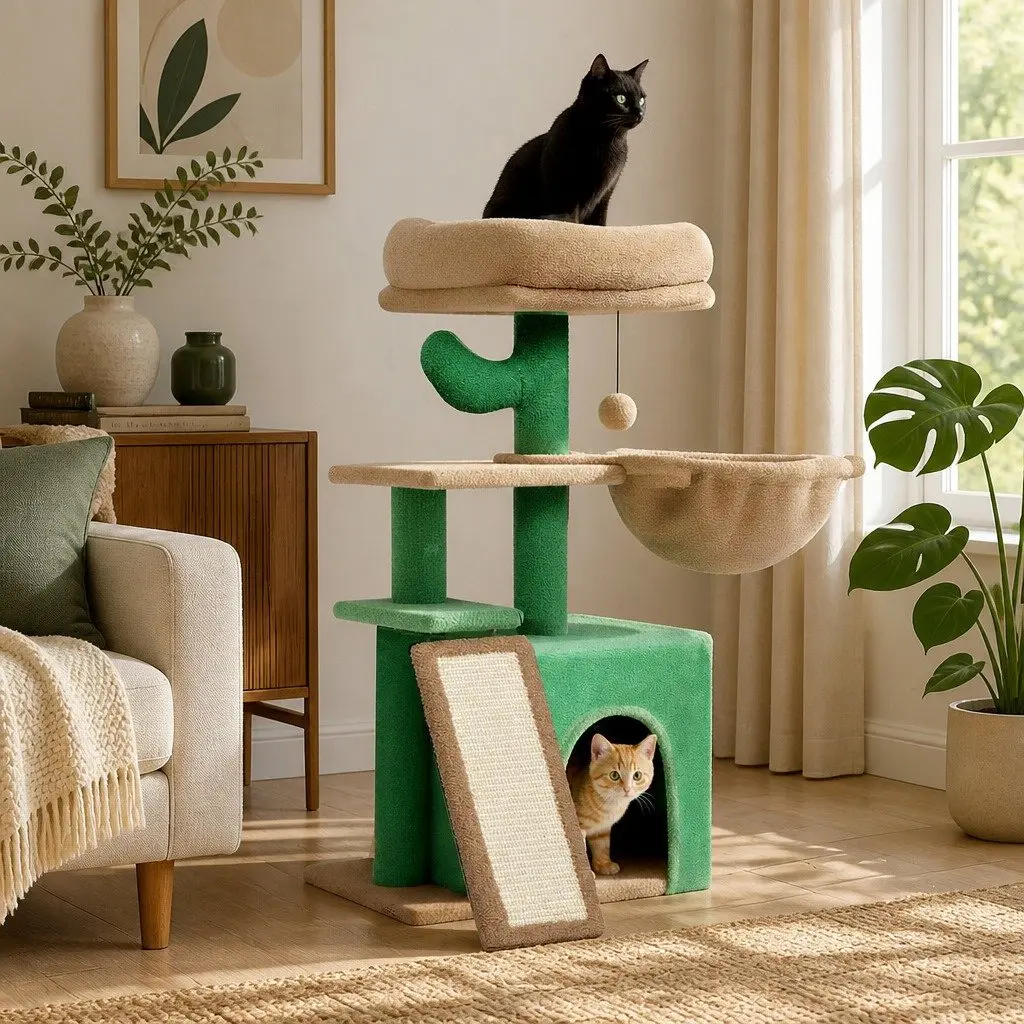 Multi-Level Cat Tree Tower with Plush Hammock