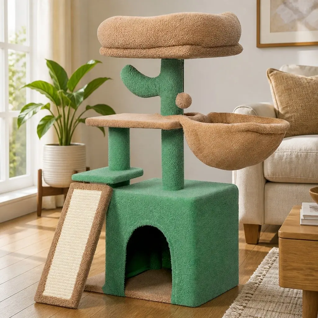 Multi-Level Cat Tree Tower with Plush Hammock