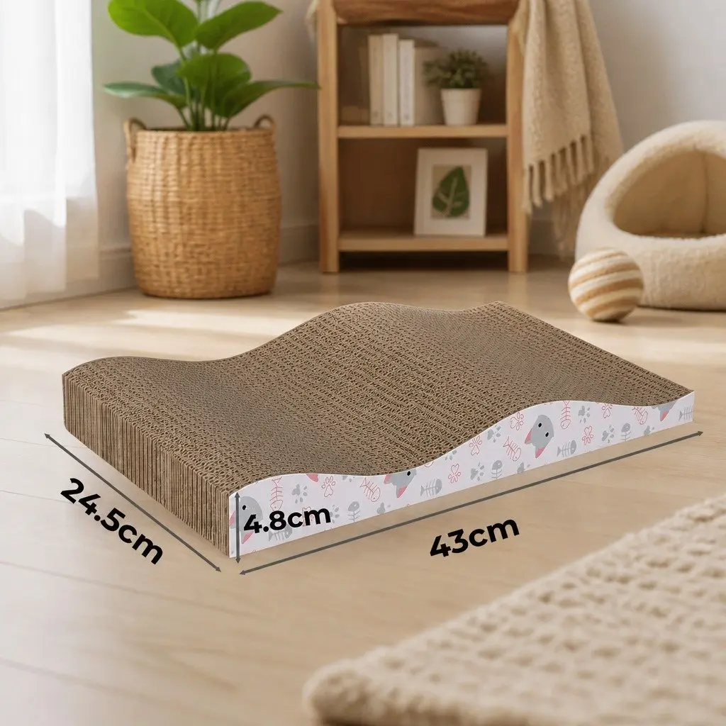Cat Scratching Board Corrugated Cardboard 43cm x 24.5cm x 4.8cm Brown 4 Piece