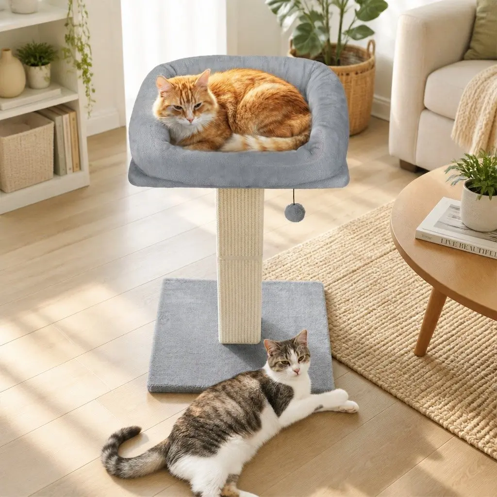 Cat Scratching Post with Large Perch and Toy