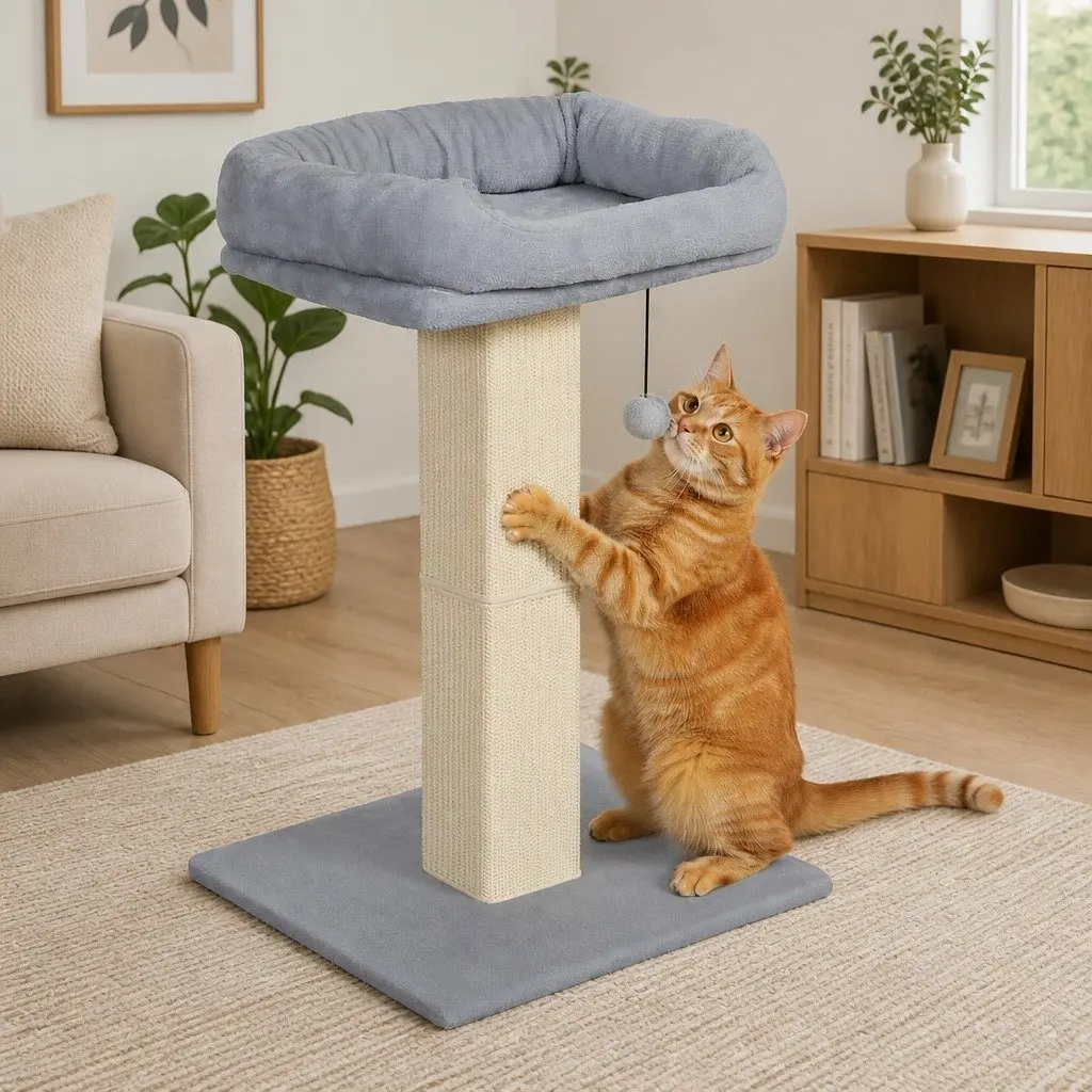 Cat Scratching Post with Large Perch and Toy