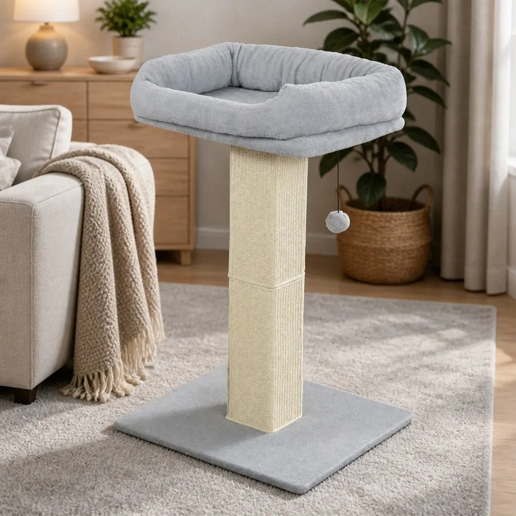 Cat Scratching Post with Large Perch and Toy