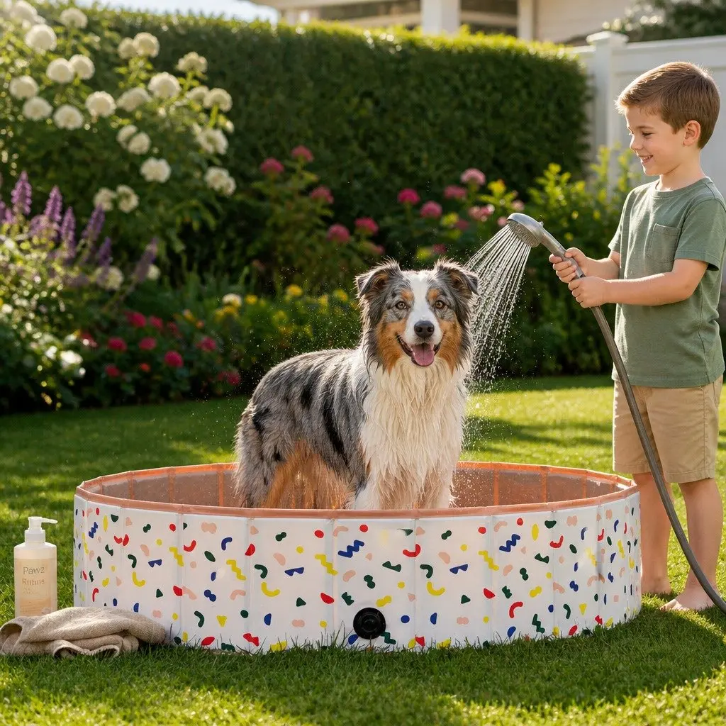 Foldable Pet Swimming Pool PVC 120cm Beige