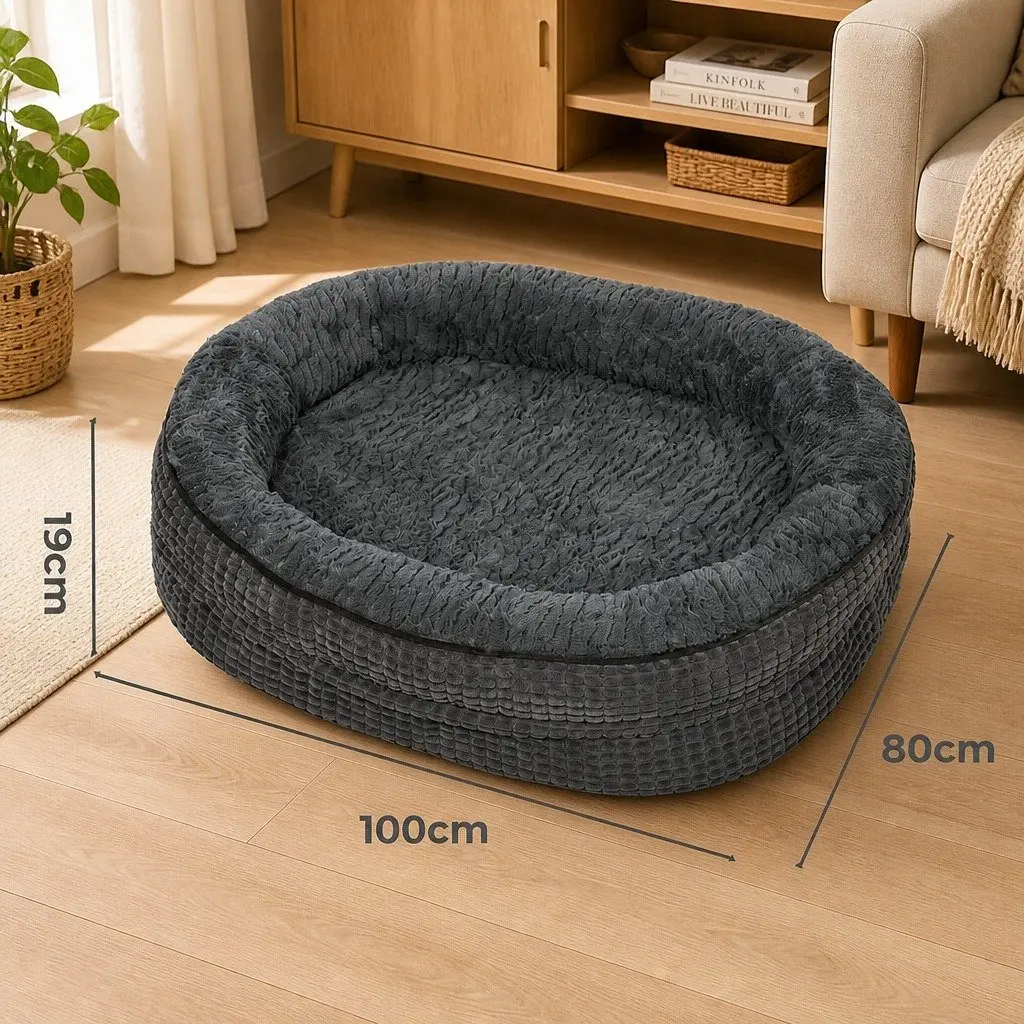 XL Grey Orthopedic Dog Bed with Plush Supportive Cushion