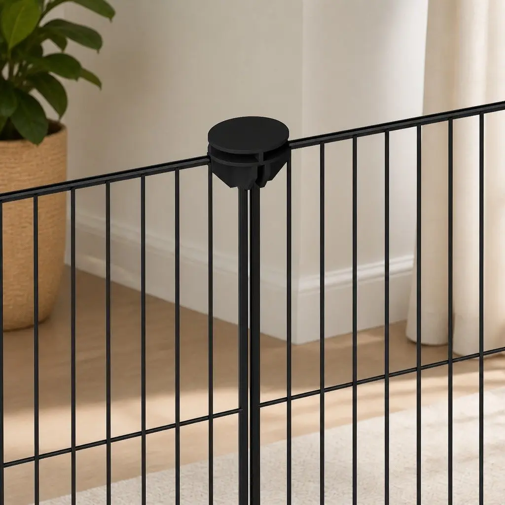 Small Animal Cage Iron Frame Modular Playpen 36 Panels Black Transparent