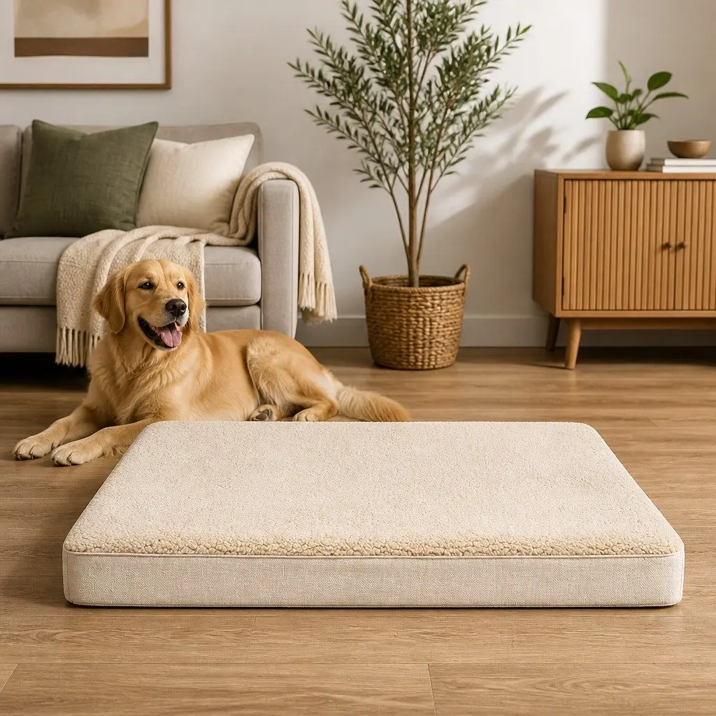 Dog Bed with Washable Cover and Non-Slip Base