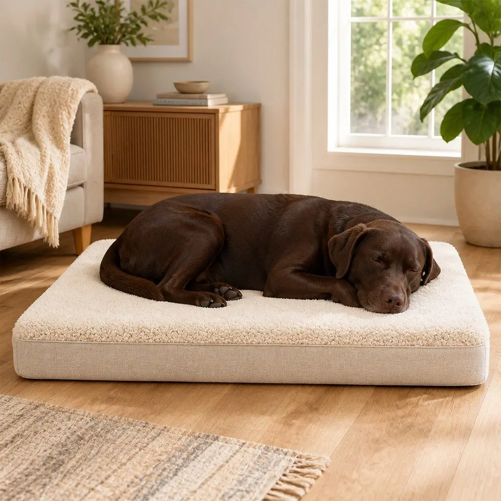 Dog Bed with Washable Cover and Non-Slip Base