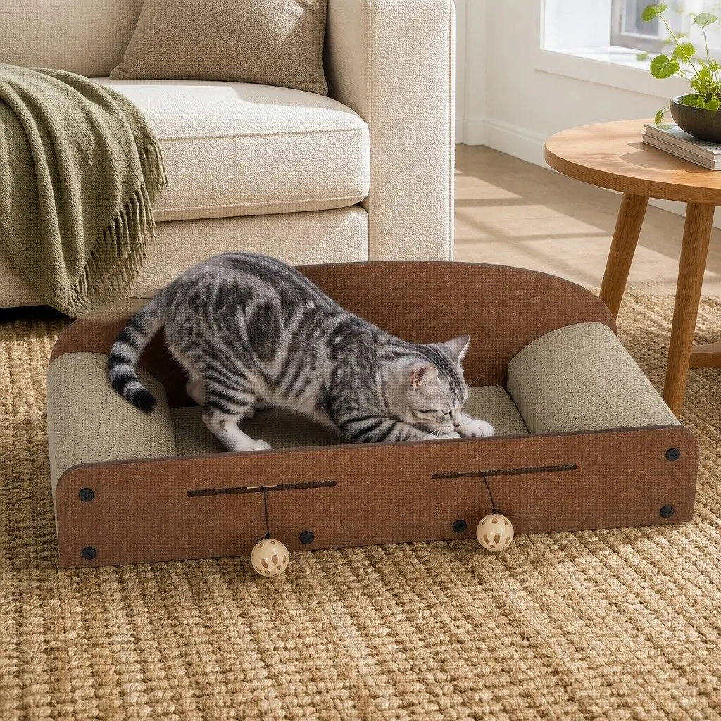 Cat Scratching Board with Interactive Toys