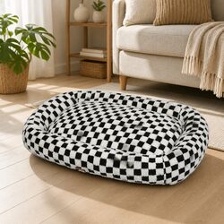 Calming Plush Dog Bed with Removable Cover and Bolster