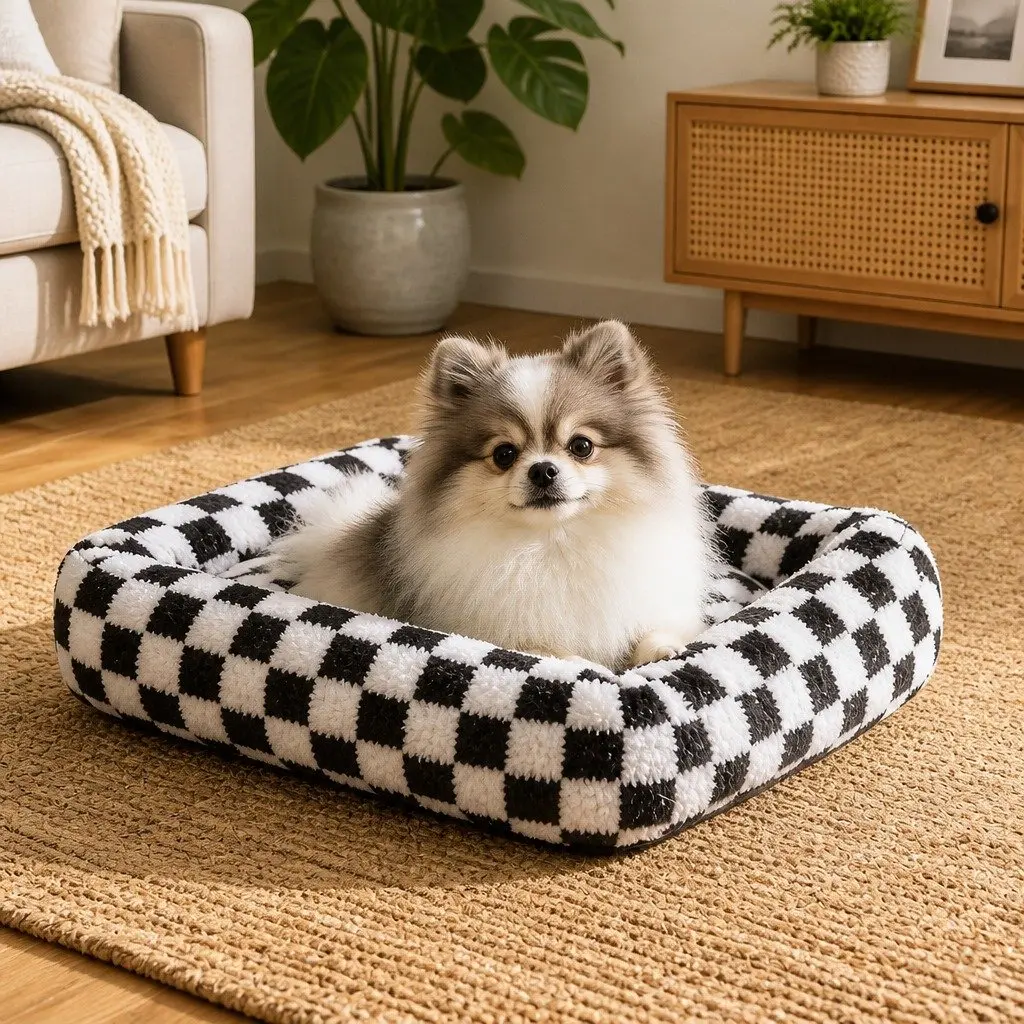 Calming Plush Dog Bed with Supportive Bolsters