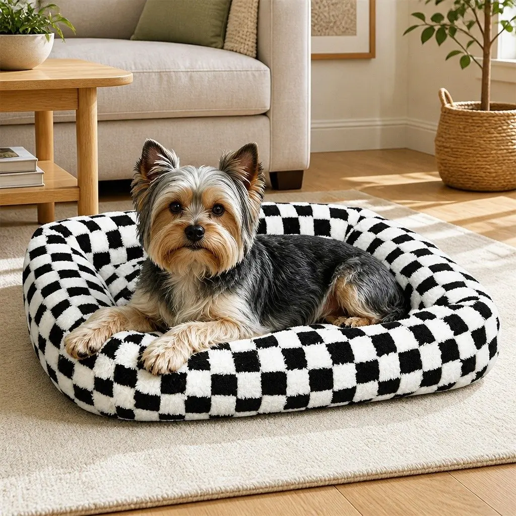 Calming Plush Dog Bed with Supportive Bolsters