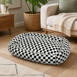 Plush Dog Bed with Raised Bolster and Removable Cover