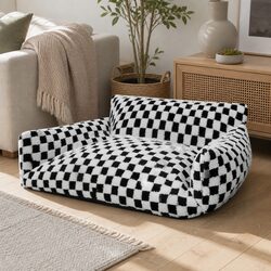 Stylish Checkered Pet Bed with Washable Cover