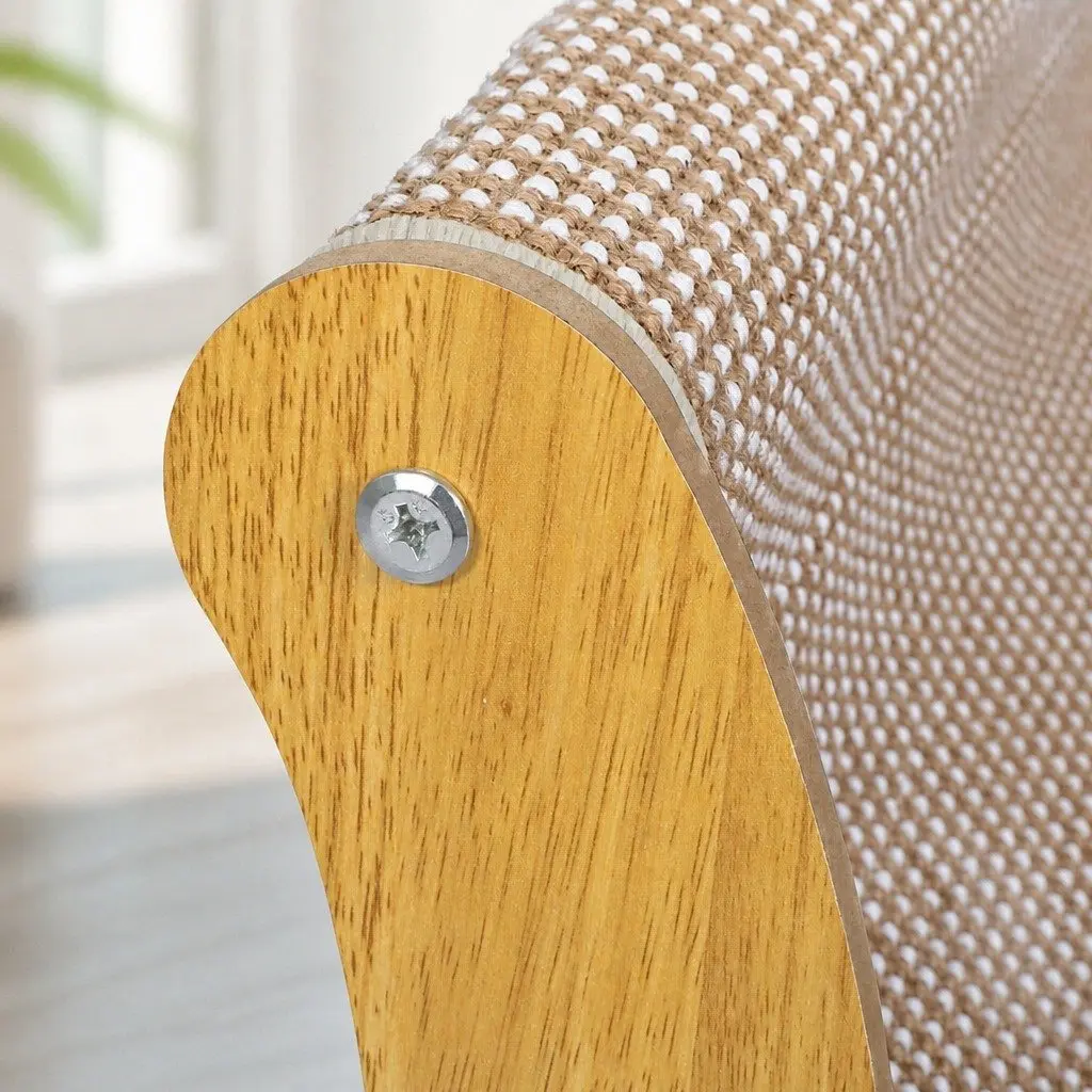 Cat Scratcher Bed Lounge Chair Linen-blend 52cm Light Wood Light Beige