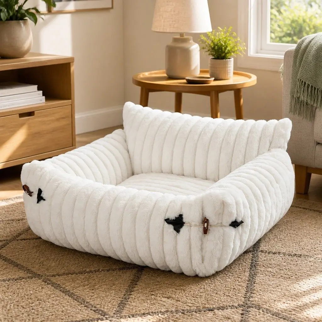 Expandable Cat Bed Sofa with Plush Comfort