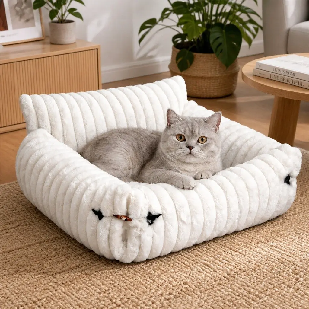 Expandable Cat Bed Sofa with Plush Comfort