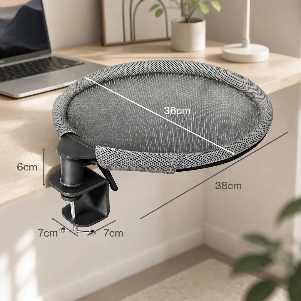 Cat Desk Hammock Sandwich Mesh Fabric 38 x 36 x 6 cm Grey