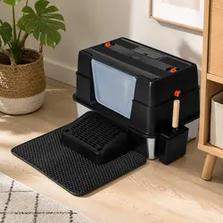 Durable Stainless Steel Enclosed Cat Litter Box for Large Cats