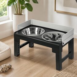 Elevated Dog Bowls Pet Feeder 6 Height Adjustable Raised Food Water Stand Large