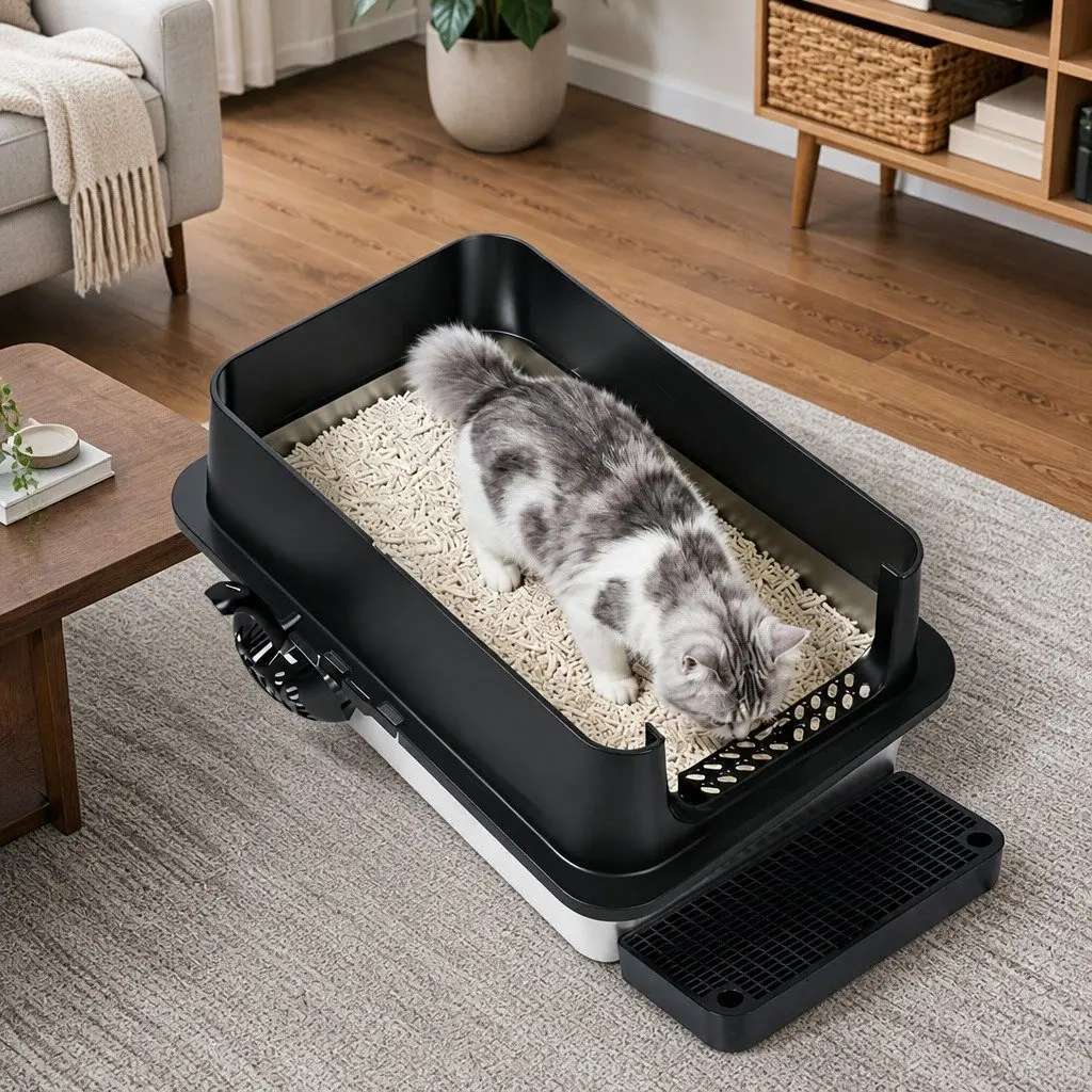 Stainless Steel Large Cat Litter Box with High Sides