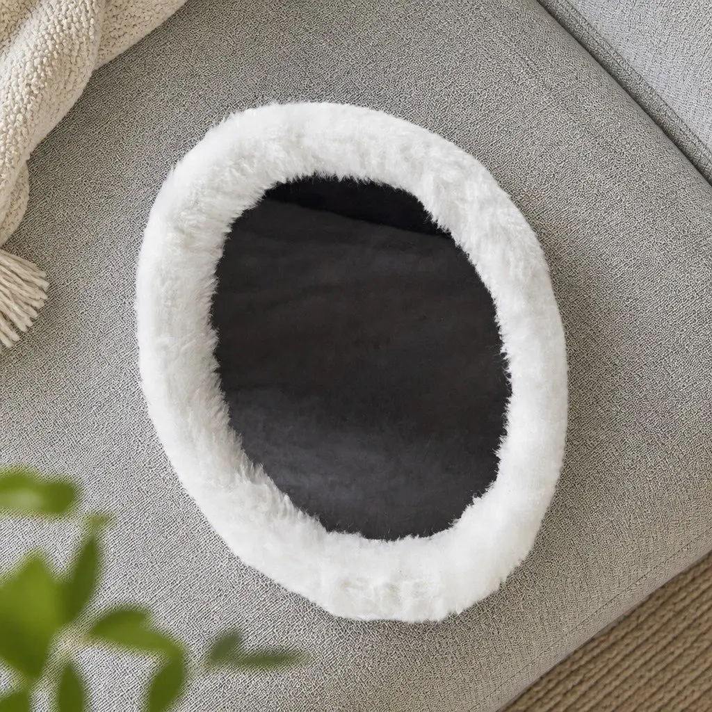 Foldable Cat House MDF Linen Felt Sisal Light Grey 60cm x 40cm x 33cm