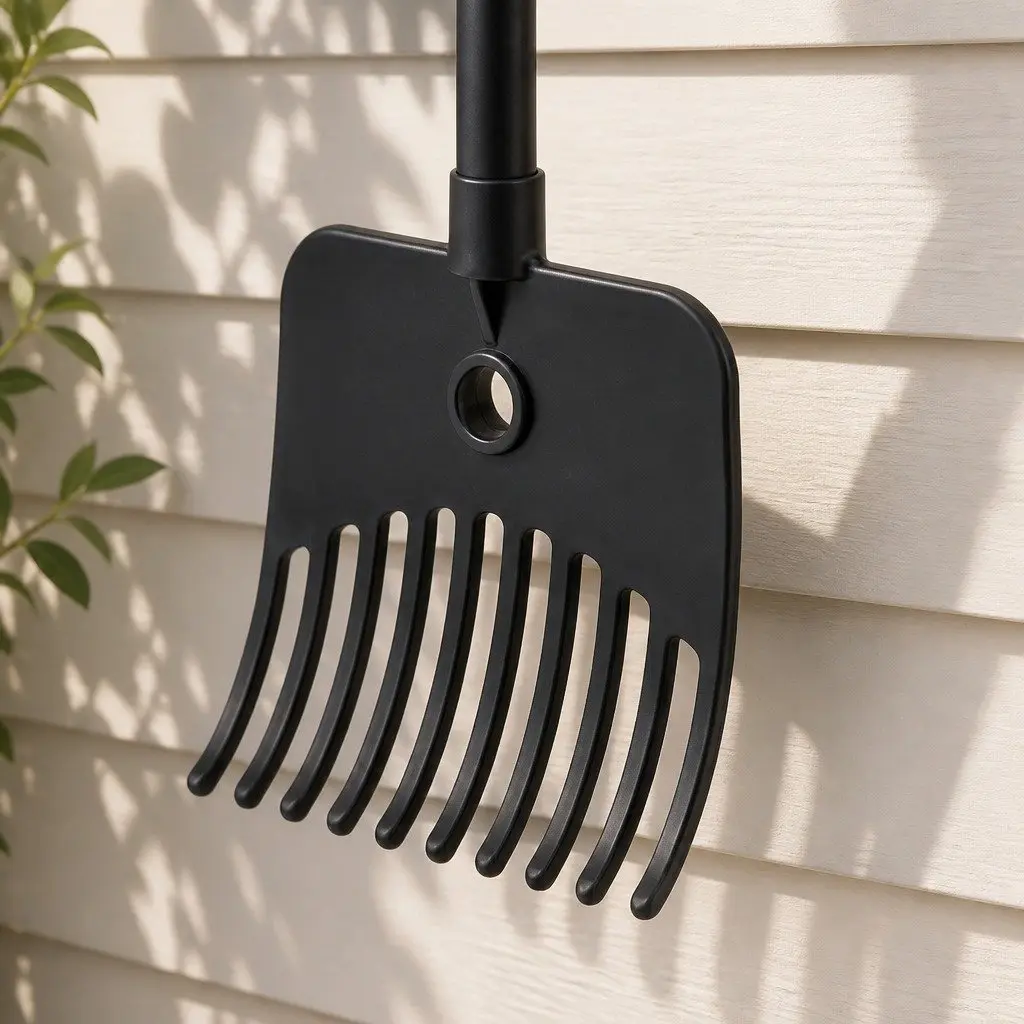 Dog Pooper Scooper Rake Long Handle Polypropylene Iron Thermoplastic Rubber Black and Orange
