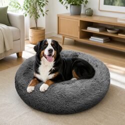 High-Quality Round Nest Pet Calming Bed in Dark Grey