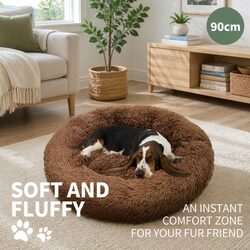 Premium Plush Dog Bed - Cozy 90cm Light Coffee