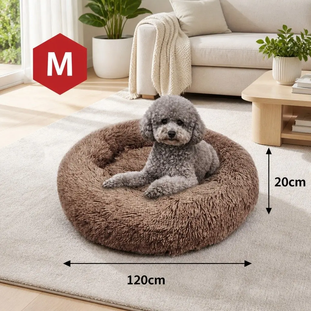 Dog Bed Polyester M 70cm Diameter Coffee