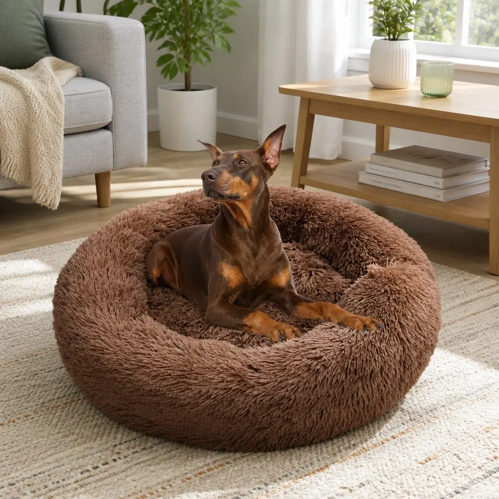 XXL Round Pet Dog Bed in Light Coffee