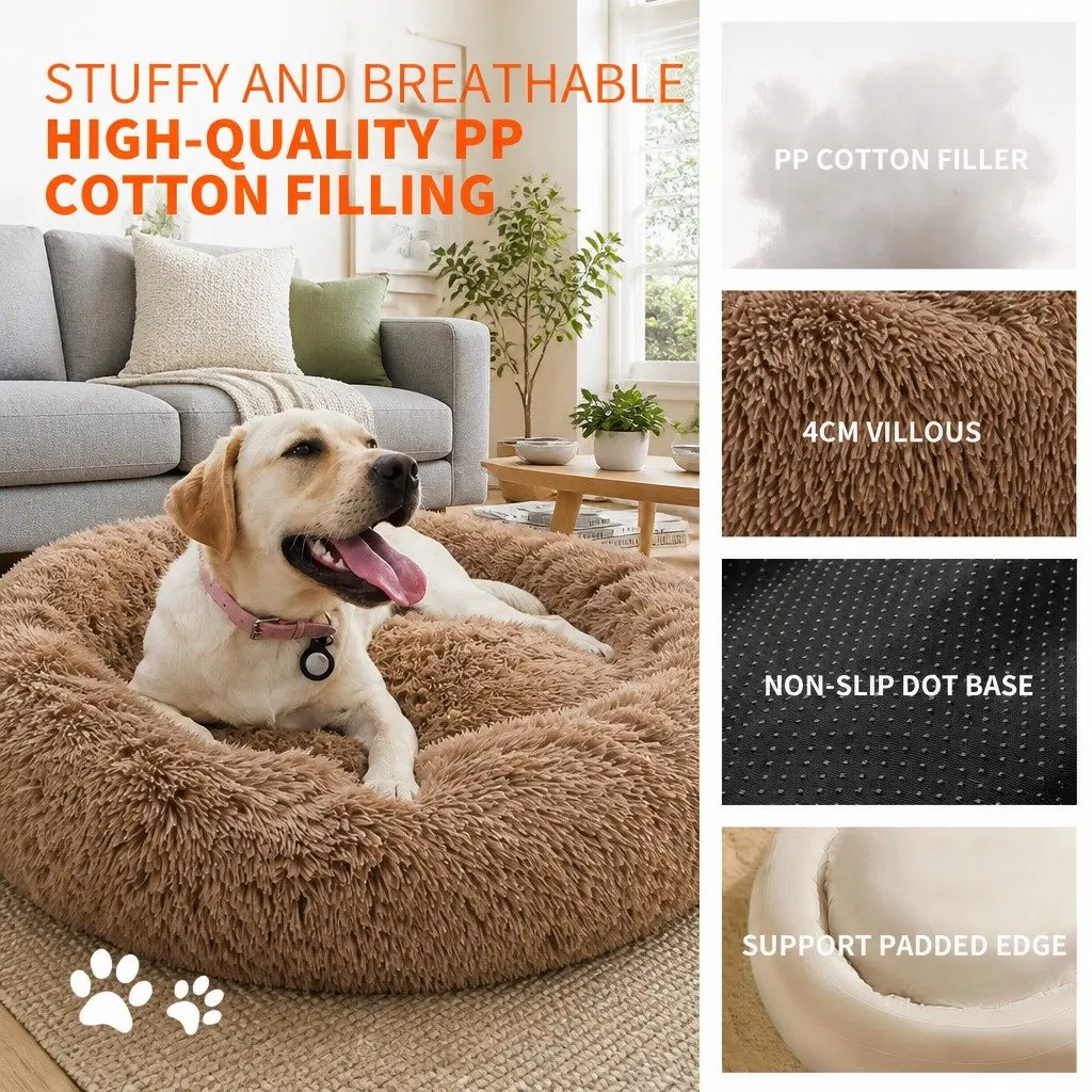 XXL Round Pet Dog Bed in Light Coffee