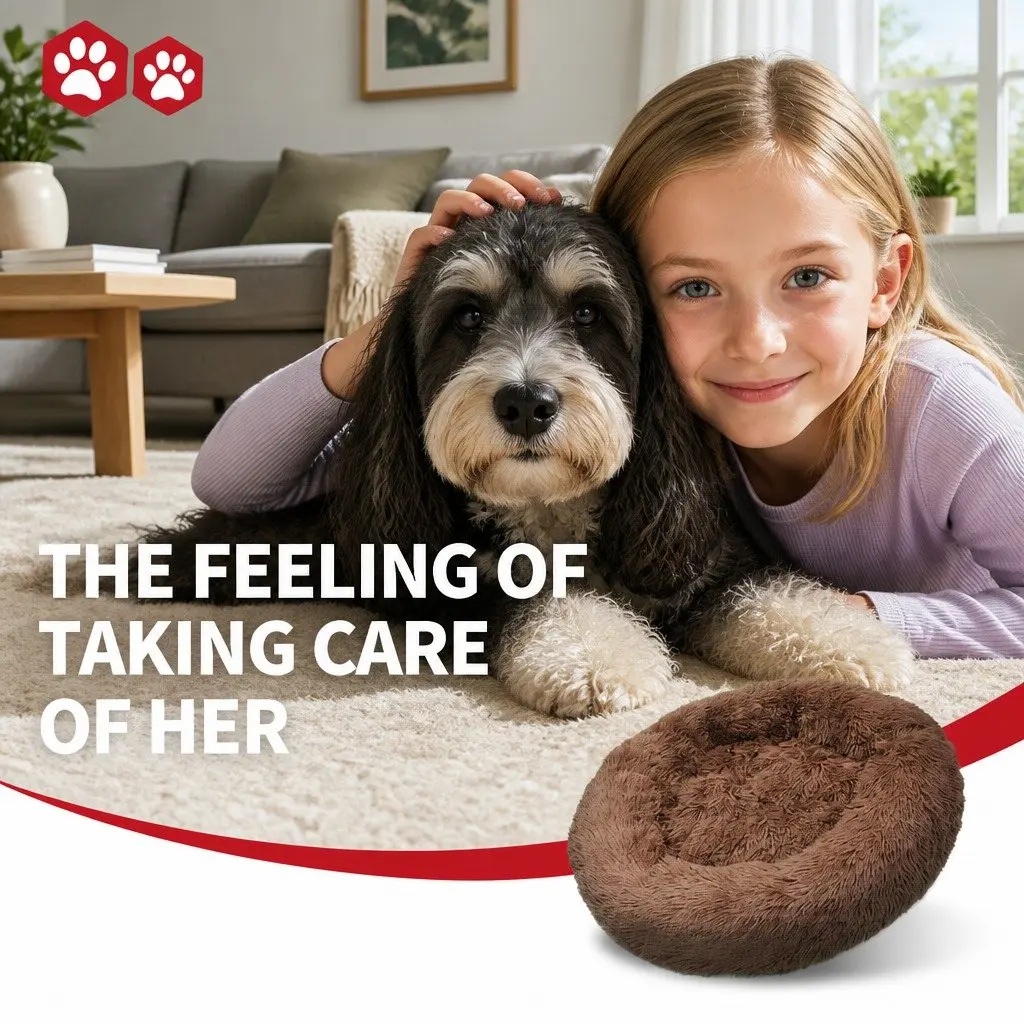 XXL Round Pet Dog Bed in Light Coffee