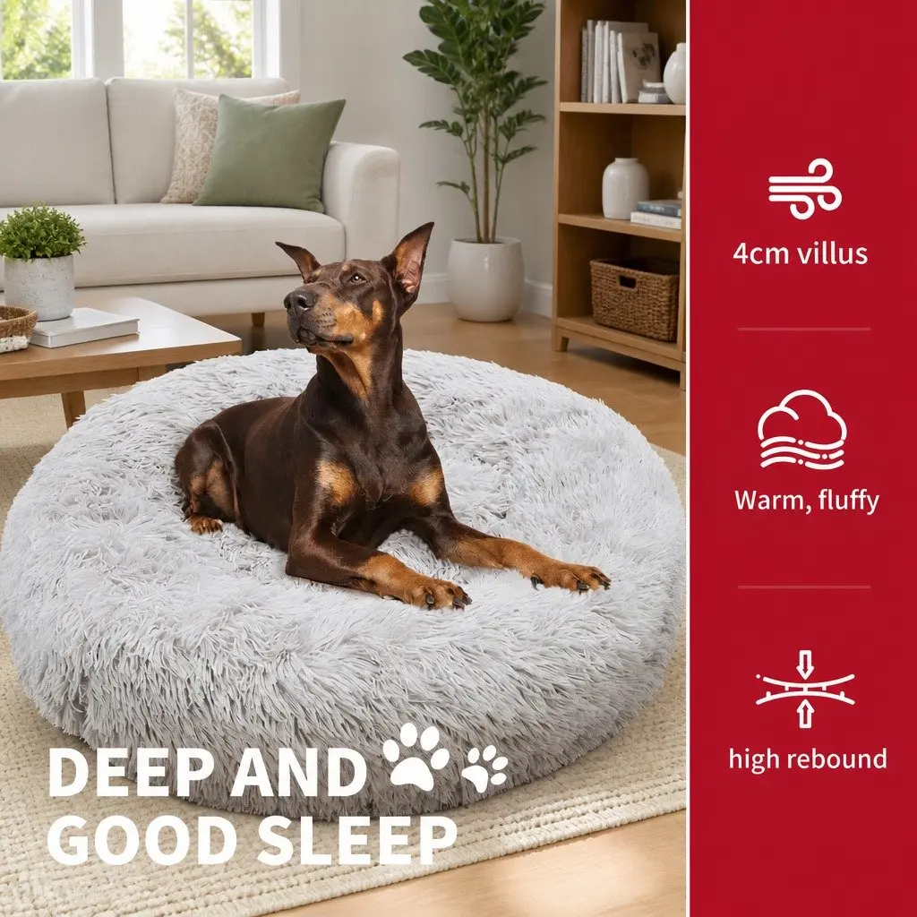 XXL Pet Dog Bedding Warm Plush Round Nest Comfortable Sleep Kennel Bed