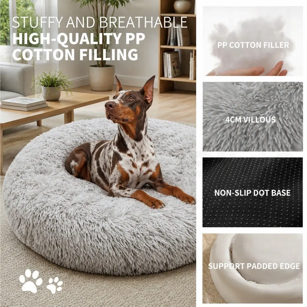 XXL Pet Dog Bedding Warm Plush Round Nest Comfortable Sleep Kennel Bed