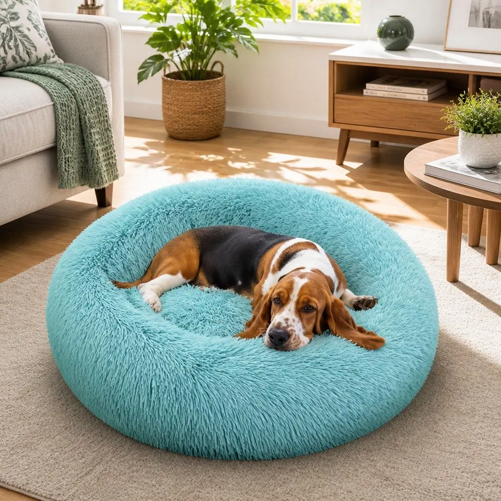 Round Nest Dog Bed 90cm Comfy Cushion