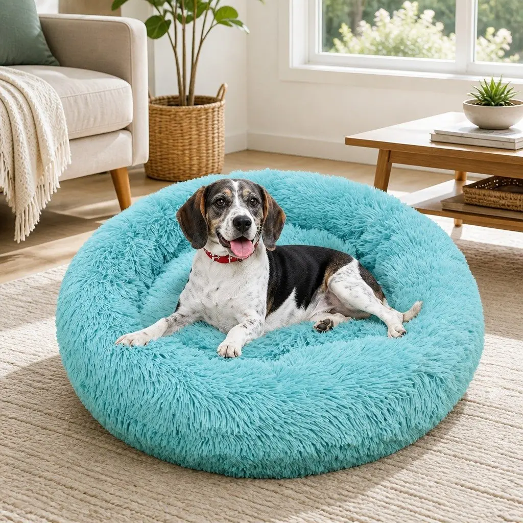 Round Nest Dog Bed 90cm Comfy Cushion