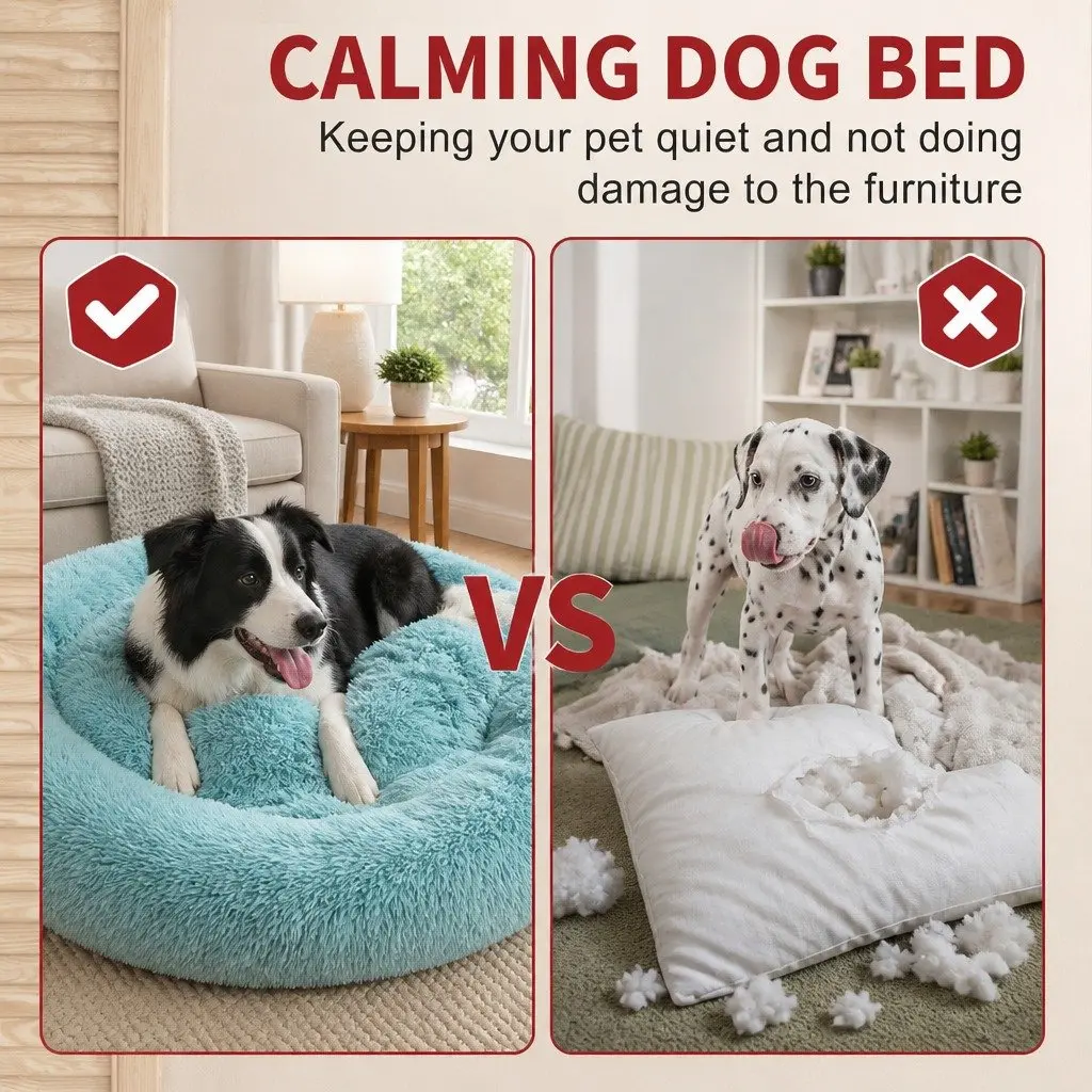 Round Nest Dog Bed 90cm Comfy Cushion