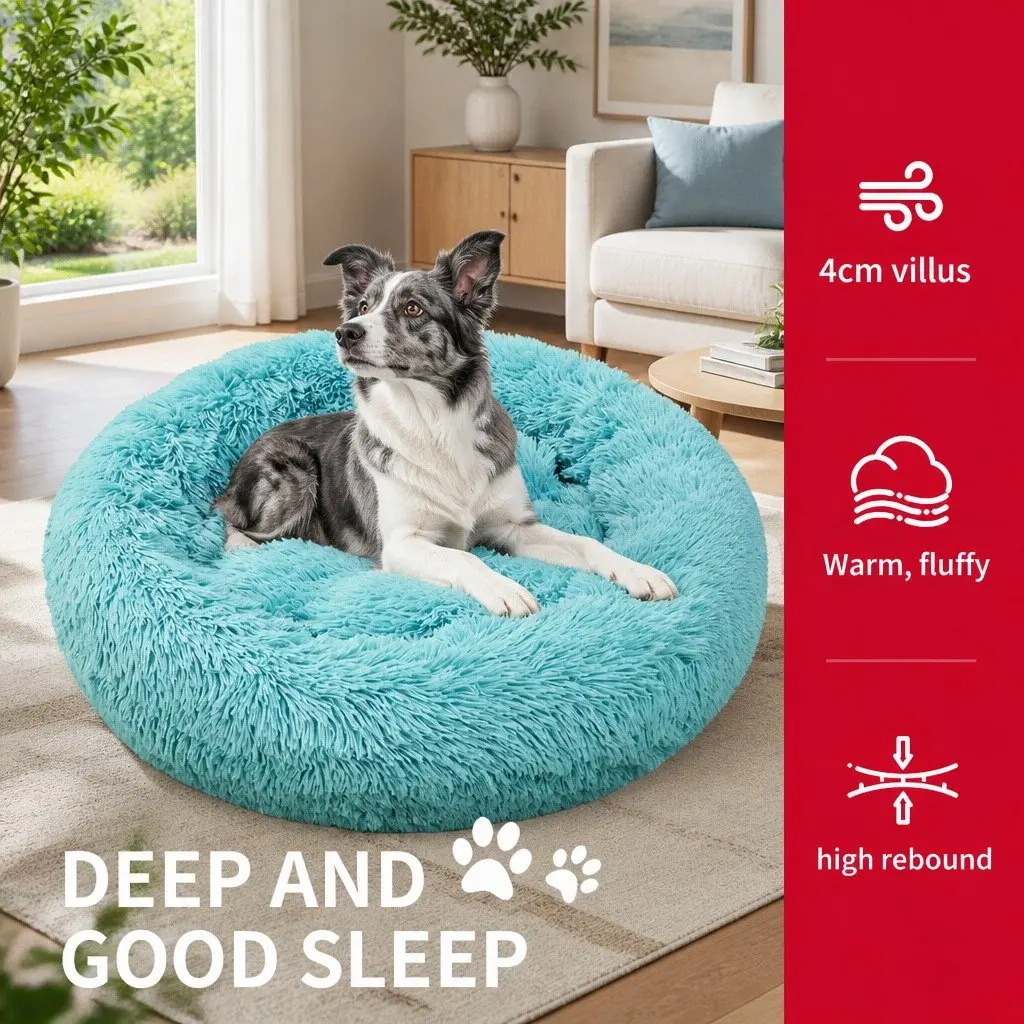 Round Nest Dog Bed 90cm Comfy Cushion