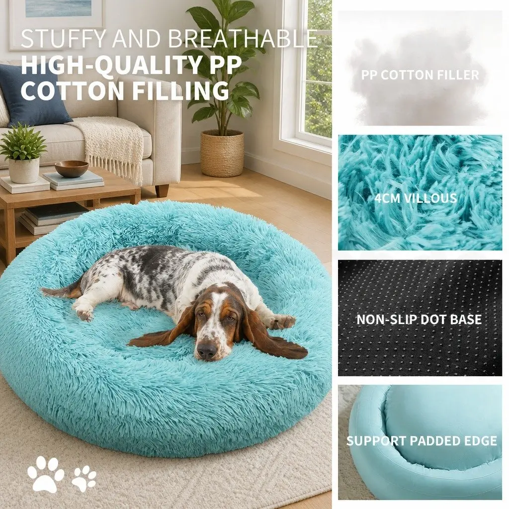 Round Nest Dog Bed 90cm Comfy Cushion
