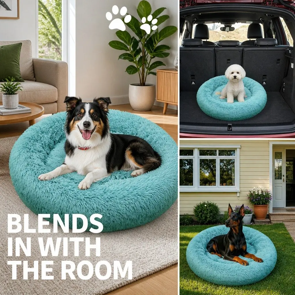 Round Nest Dog Bed 90cm Comfy Cushion