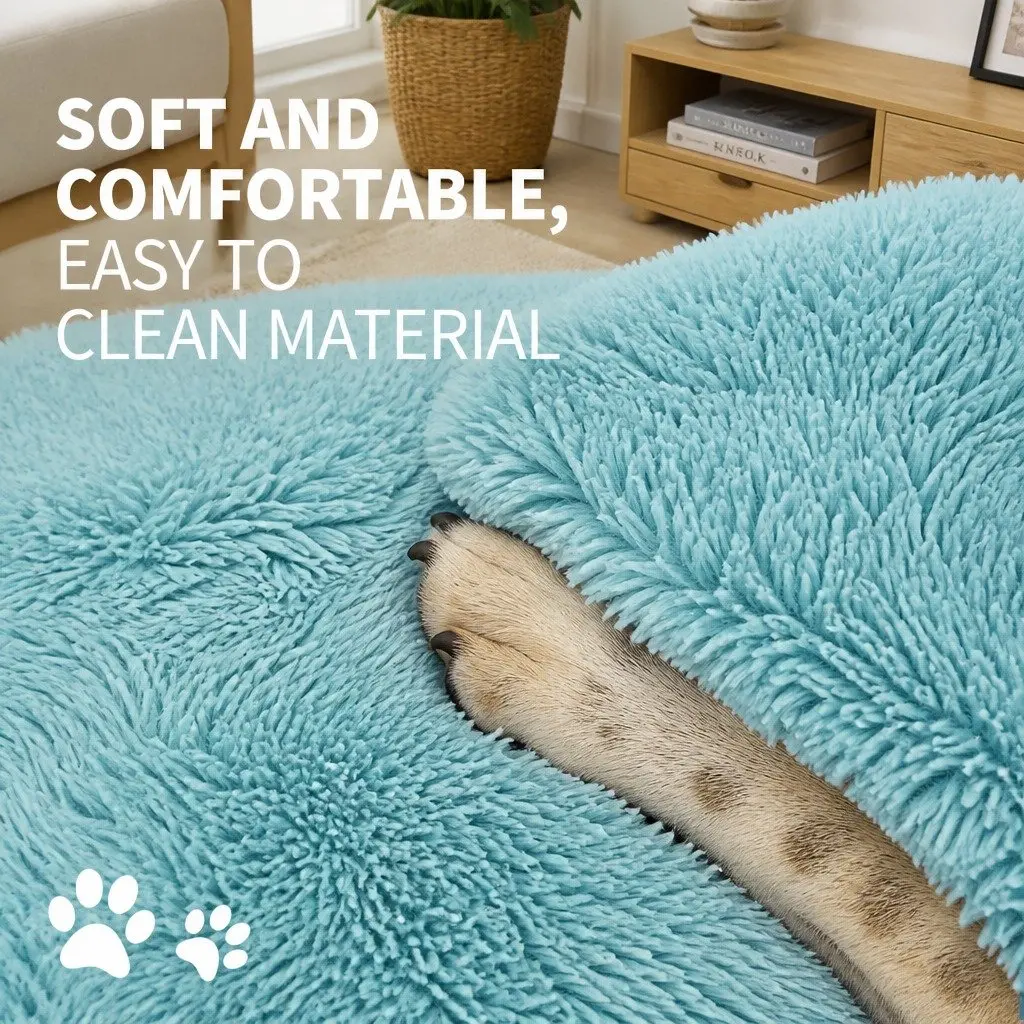 Plush Medium Round Dog Bed, 70cm Green