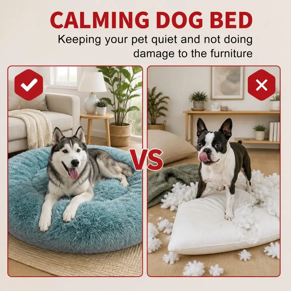 Round Dog Bed Polyester 100cm Teal