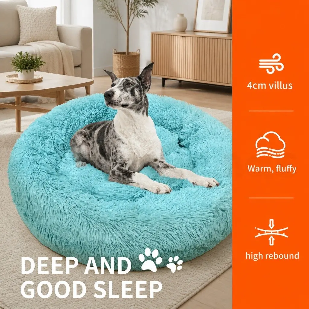 Round Dog Bed Polyester 100cm Teal